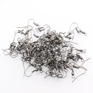 Pack de ganchos para pendientes en color gris plomo con muelle y bola para joyería DIY