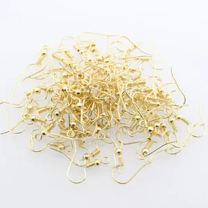 Ganchos para pendientes dorados con resortes y cuentas para hacer joyas DIY al por mayor