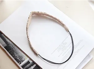 Detail of handmade headband featuring exquisite pearls, crystals, and gold beadwork