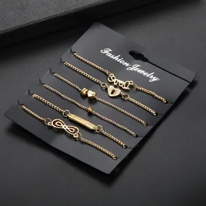 Infinity Heart Love Charms Anklets Gold Plated Alloy Multi Layer Foot Chain Jewelry Accessory For Women Beach Vacation Fashion Gift