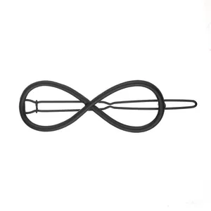 Pinza para el cabello minimalista de metal negro mate con diseño de símbolo infinito