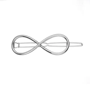 Pinza para el pelo minimalista de metal plateado con símbolo de infinito y acabado pulido