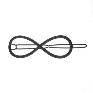 Pinza para el pelo en metal negro mate con símbolo de infinito y clip de rana
