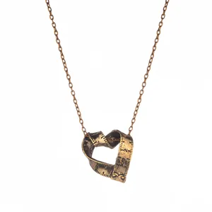 Vintage Alloy Heart Ruler Pendant Necklace Creative Tape Measure Design Antique Gold Silver Retro Fashion Jewelry For Women Gift