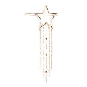 Mode Legering Verguld Holle Maan Ster Kwastje Haarspeld Vintage Lange Ketting Metalen Schuifspeld Haar Sieraden Voor Vrouwen Feest