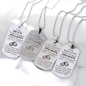 Edelstahl Dog Tag Anhänger Halskette Gravierte Liebe Zitat Kugelkette Personalisiertes Schmuck Geschenk Für Ehemann Ehefrau