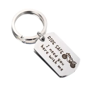 Llavero de Acero Inoxidable Grabado Ride Safe I Need You Here With Me Motocicleta Bicicleta Regalo Llavero Para Hombres Mujeres
