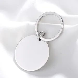 Polished stainless steel round blank pendant keychain for DIY engraving and customization