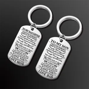 Llavero de Placa Militar de Acero Inoxidable con Texto Inspirador Llavero para Hijo Hija Mamá Papá Regalo de Familia Joyería