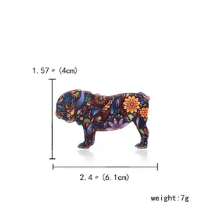 Guía de medidas detalladas para broche de perro salchicha floral de 6,1 cm por 4,0 cm