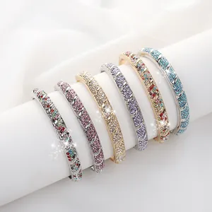 Fashion Women Rhinestone Hinged Bangle Bracelet Multi Row Crystal Encrusted Alloy Gold Silver Plated Jewelry For Party Gift