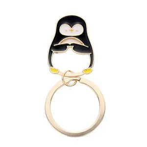 Schattige Tekenfilm Pinguïn Sleutelhanger Voor Dames Heren Legering Emaille Dier Tas Hanger Met Metalen Sleutelring Flesopener