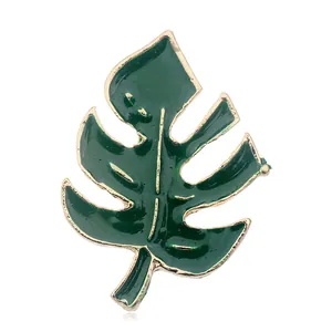 Enamel Tropical Plant Brooch Pin Alloy Gold Plated Monstera Leaf Cactus Coconut Tree Fashion Jewelry For Women Daily Accessories