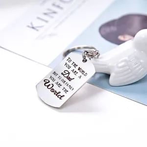 Polished DAD keychain with engraved quote TO THE WORLD YOU ARE A Dad for family gift