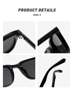 Close-up detail of reinforced metal hinges and glossy frame on square sunglasses