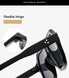 Detail der hochwertigen flexiblen Scharniere und Nieten an der quadratischen Sonnenbrille