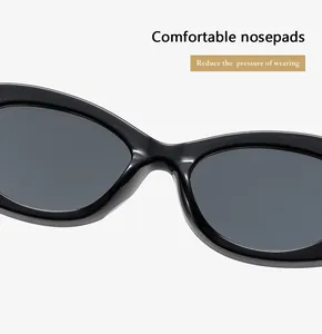 Detail of integrated nose pads on oval sunglasses for comfortable pressure-free wearing