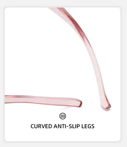 Vue détaillée des branches roses transparentes antidérapantes des lunettes Y2K