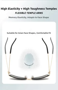 Detail of flexible gold temple arms on rimless butterfly sunglasses for comfort
