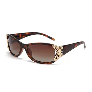 Lunettes de soleil papillon Y2K polarisées avec monture écaille et verres dégradés