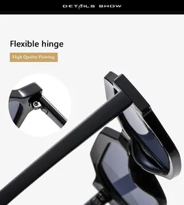 Detail show of flexible hinge structure and high quality painting on polygon sunglasses
