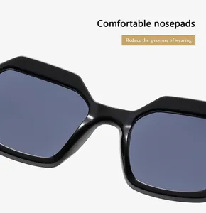 Close-up of comfortable integrated nose pads on polygon sunglasses to reduce pressure