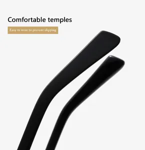 Macro shot of comfortable black ergonomic temples designed to prevent sunglasses slipping