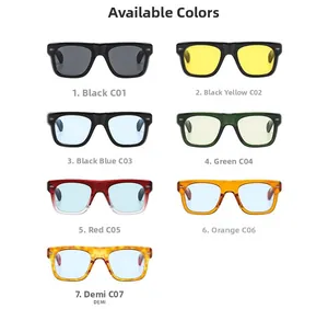 Detailed selection of vintage square polarized sunglasses in seven assorted color frames