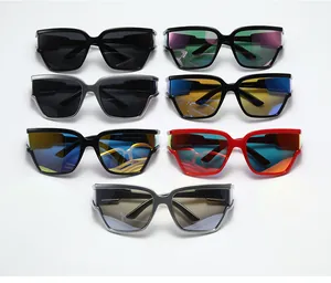 Collection of oversized sports sunglasses in seven colors with curved windproof frames