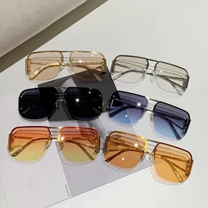 Lunettes de soleil aviateur demi-cerclées avec monture métallique et verres colorés