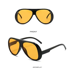 Vues de face et à 45 degrés de lunettes de soleil pilote oversize à verres orange