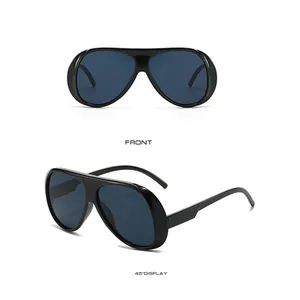 Vues de face et à 45 degrés de lunettes de soleil aviateur rétro noires