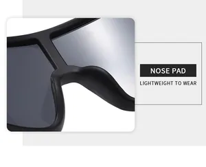 Detail of integrated nose pad on matte black cycling sunglasses for lightweight comfort