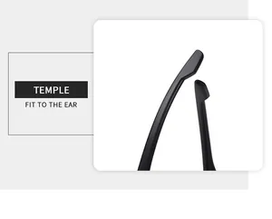 Detail of matte black ergonomic temples showing comfortable fit to the ear for cycling glasses