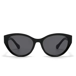Vintage Cat-Eye Sonnenbrille in glänzendem Schwarz für Damen und Herren mit UV-Schutz