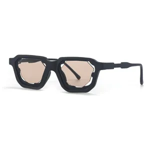 Gafas de Sol Cuadradas Geométricas de Moda para Mujer y Hombre Protección UV400 Lentes PC Marco Calado Gafas de Estilo Callejero