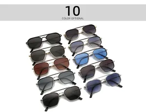 Collection of retro metal sunglasses in 10 colors with punk style hexagonal frames