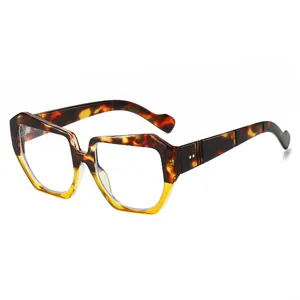 Gafas Anti Luz Azul Retro Montura Geométrica Grande Carey PC Gafas Para Hombres Mujeres Moda Cuadrado