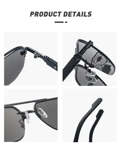 Detailsicht der Sonnenbrille mit Metallscharnieren, Silikon-Nasenpads und matten Bügelenden