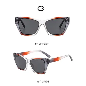 Double vue de lunettes œil de chat avec monture dégradée et verres gris foncé style C3