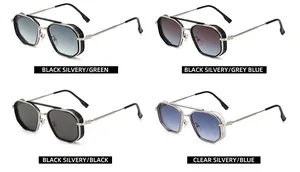 Steampunk metal sunglasses multi-color set featuring hexagonal frames and side shields