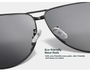 Detail of eco-friendly soft nose pads on aviator sunglasses for skin-friendly comfort