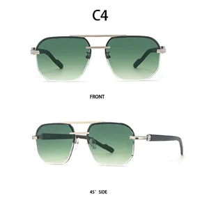 Front- und Seitenansicht der Sonnenbrille C4 mit grünen Verlaufsgläsern und Doppelsteg