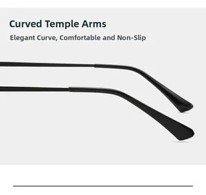 Détail des branches courbées en métal noir avec embouts antidérapants pour lunettes de soleil