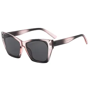 Lunettes de soleil œil de chat avec monture dégradée marron et verres gris