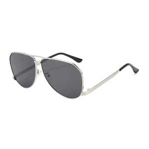 Classic silver aviator sunglasses with dark lenses and metal frame for men and women