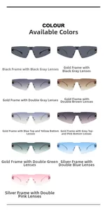 Collection of nine frameless shield sunglasses with various gradient lenses and metal frames