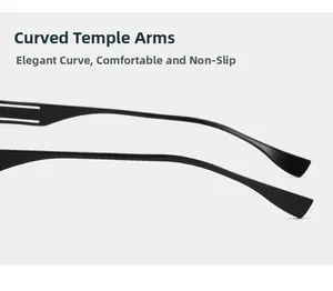 Detail view of matte black curved temple arms with ergonomic anti-slip comfort design