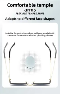 Close-up of flexible metal temple arms on rimless sunglasses for adjustable comfort