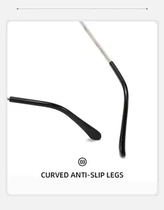 Curved anti-slip sunglasses temple legs with silver metal accents and ergonomic design